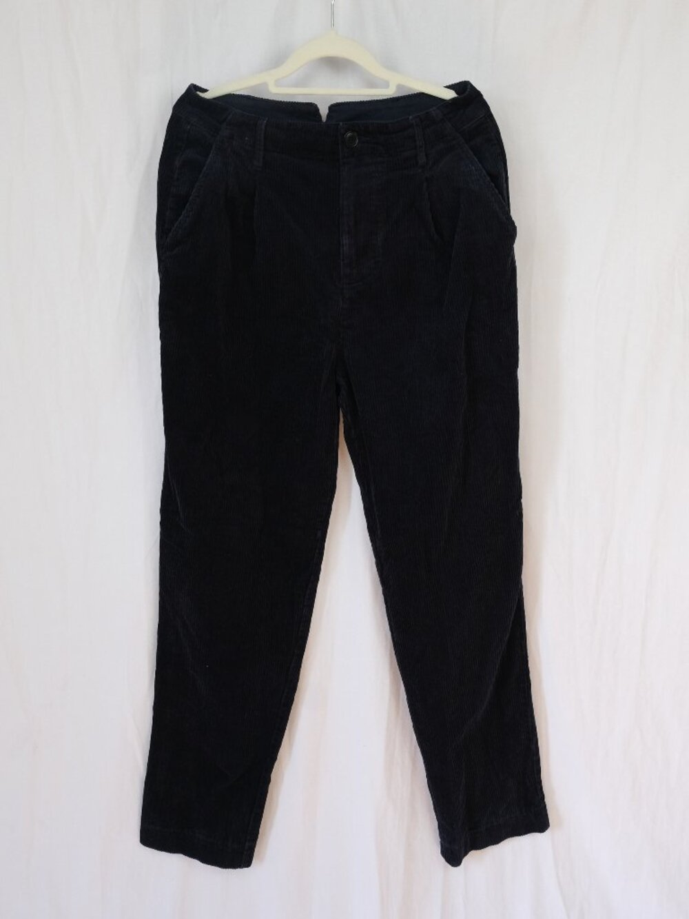 ALEX MILL Standard Pleated Pant Corduroy Black Size 6 Vintage Workwear